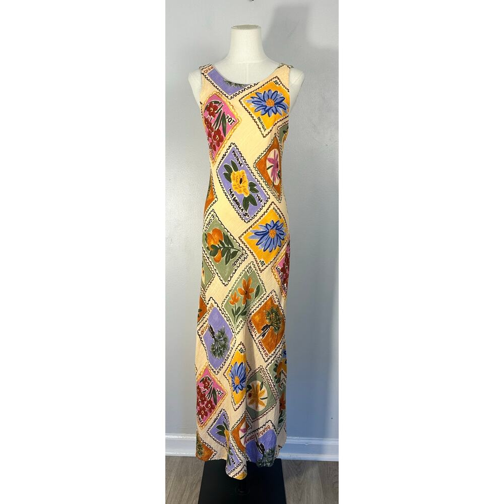 Paper Heart Floral Sz L Maxi Dress Cottagecore Boho Sleeveless Summer Midi/Maxi - Picture 2 of 12